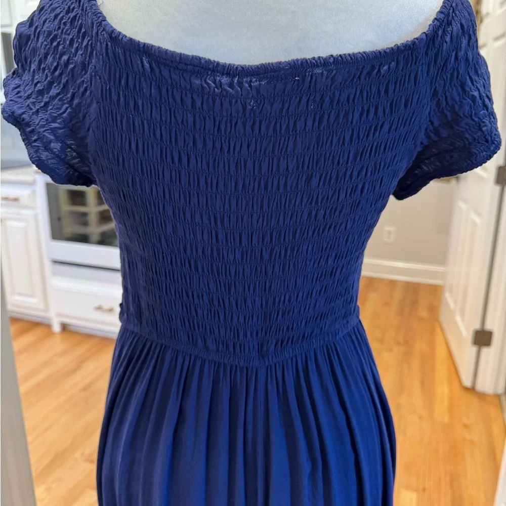 Cotton Emporium Navy Smocked off Shoulder Maxi Dress - Picture 7 of 11